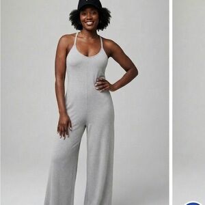 NWT Fabletics Women’s Cloud Jersey Wide Leg Jumpsuit Heather Grey Size xxs 2xs